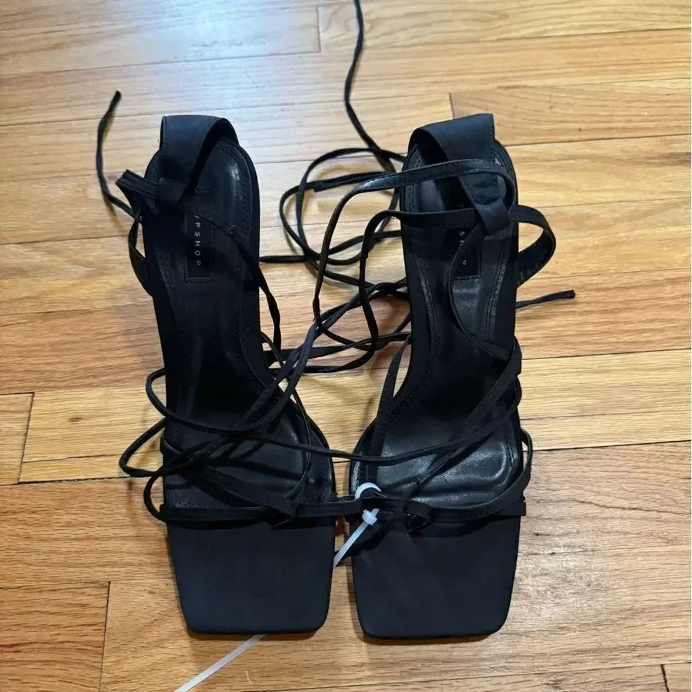 Topshop | Stella strappy ankle tie heeled sanda